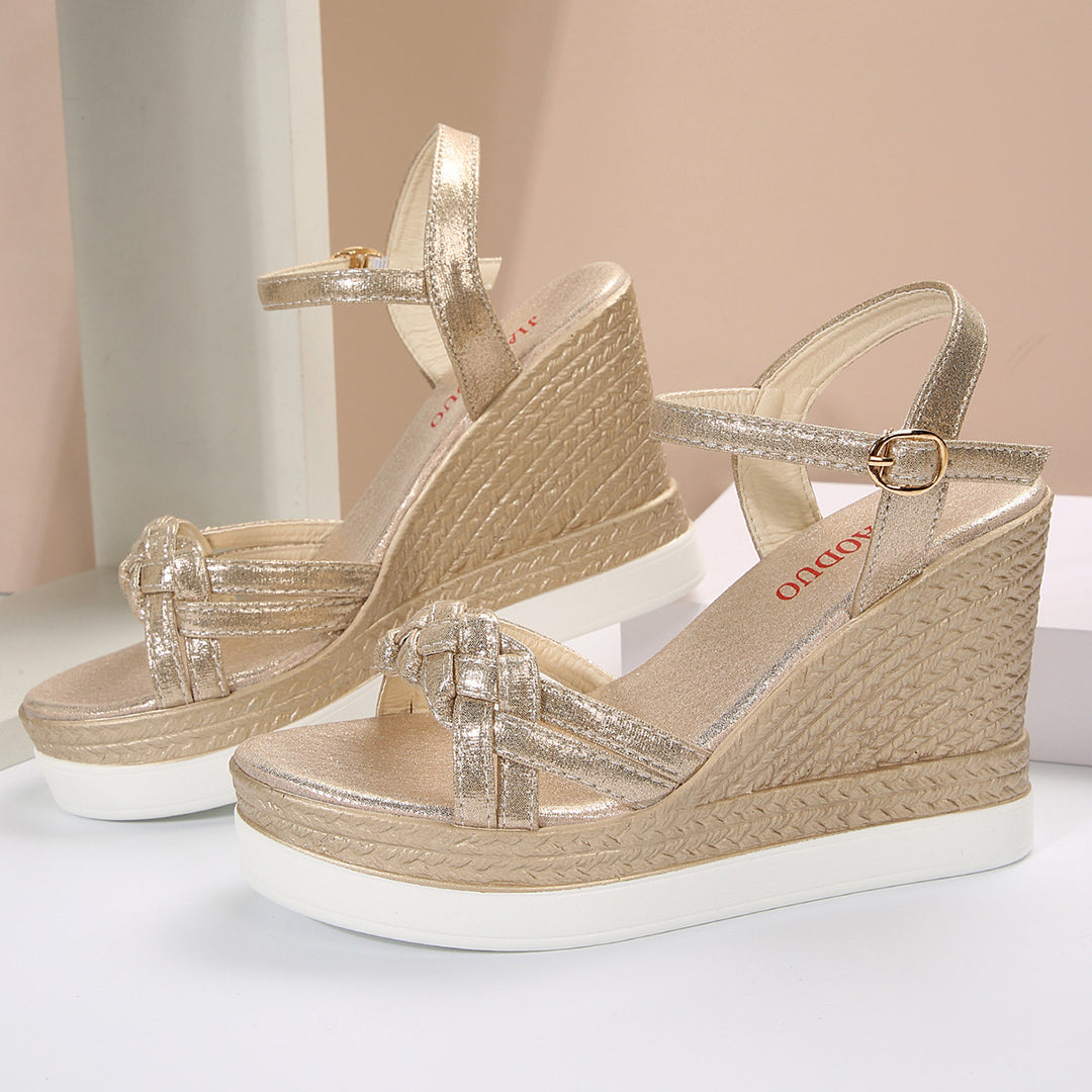 Damen Wedge-Sandalen mit verziertem Riemchen-Design EB