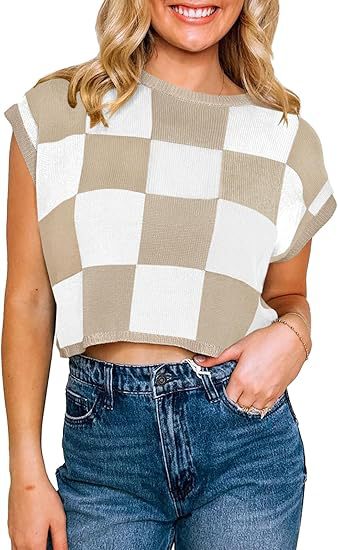 Damen modisches gestreiftes Cropped Top mit Boxy-Schnitt und luftiger Textur EB