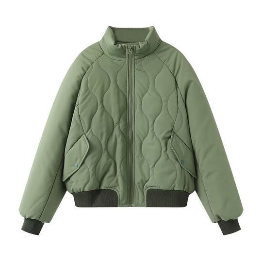 Damen modische Steppjacke mit hohem Kragen und voluminösem Design EB