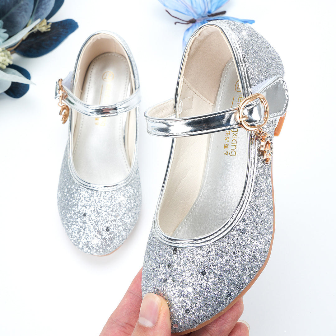 Mädchen Glitzernde Ballerinas mit verstellbarem Riemen und Schmuckdetails EB