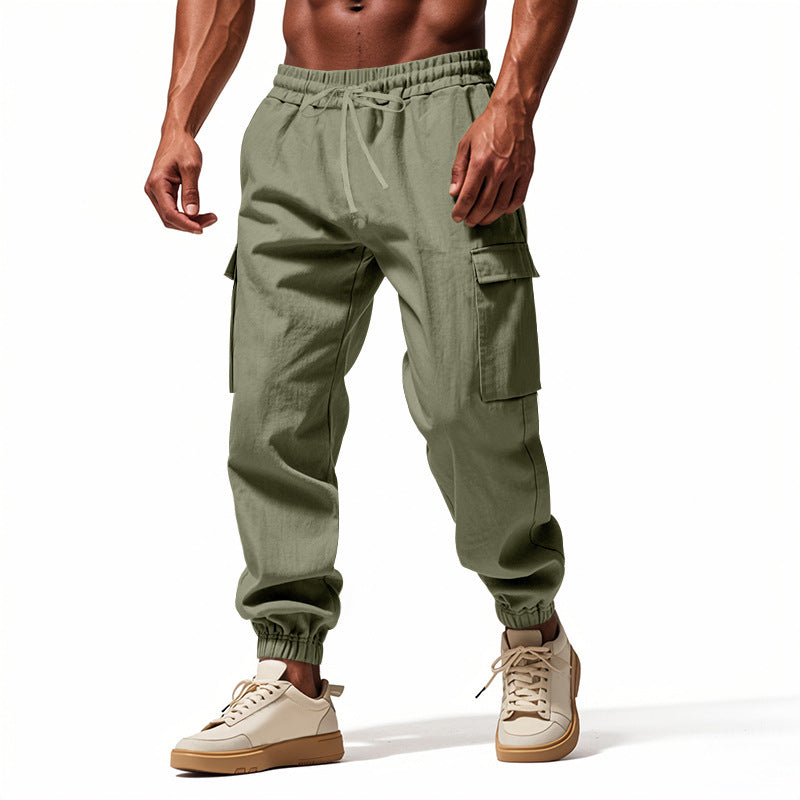 Herren lässige Cargo-Hose mit elastischem Bund und praktischen Seiten- und Oberschenkeltaschen EB