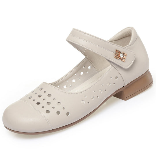 Damen Mary Jane Flatschuhe mit durchbrochenem Design und bequemem Riemen EB