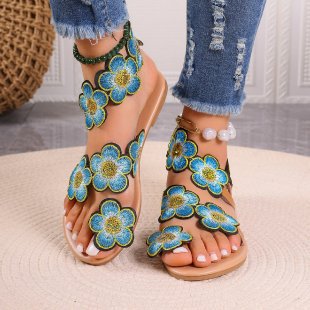 Damen Modische Sandalen mit floralen Applikationen EB