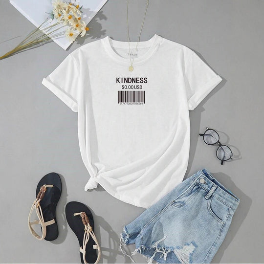 Damen T-Shirt mit kreativem Barcode-Design EB
