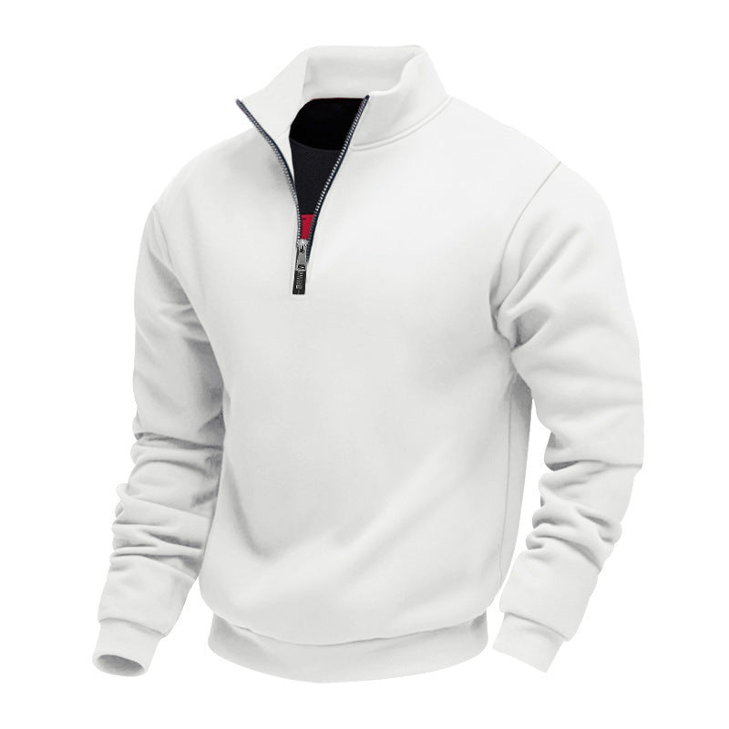 Herren lässiger Stehkragenpullover mit funktionalem Reißverschluss EB