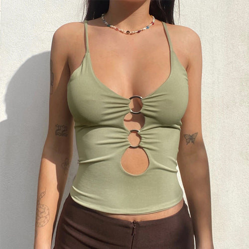 Damen Crop-Top mit dekorativen Cut-Outs EB