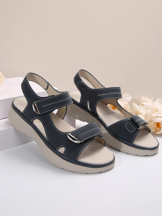Damen Komfortable Riemensandalen mit verstellbarem Klettverschluss und ergonomischer Sohle EB