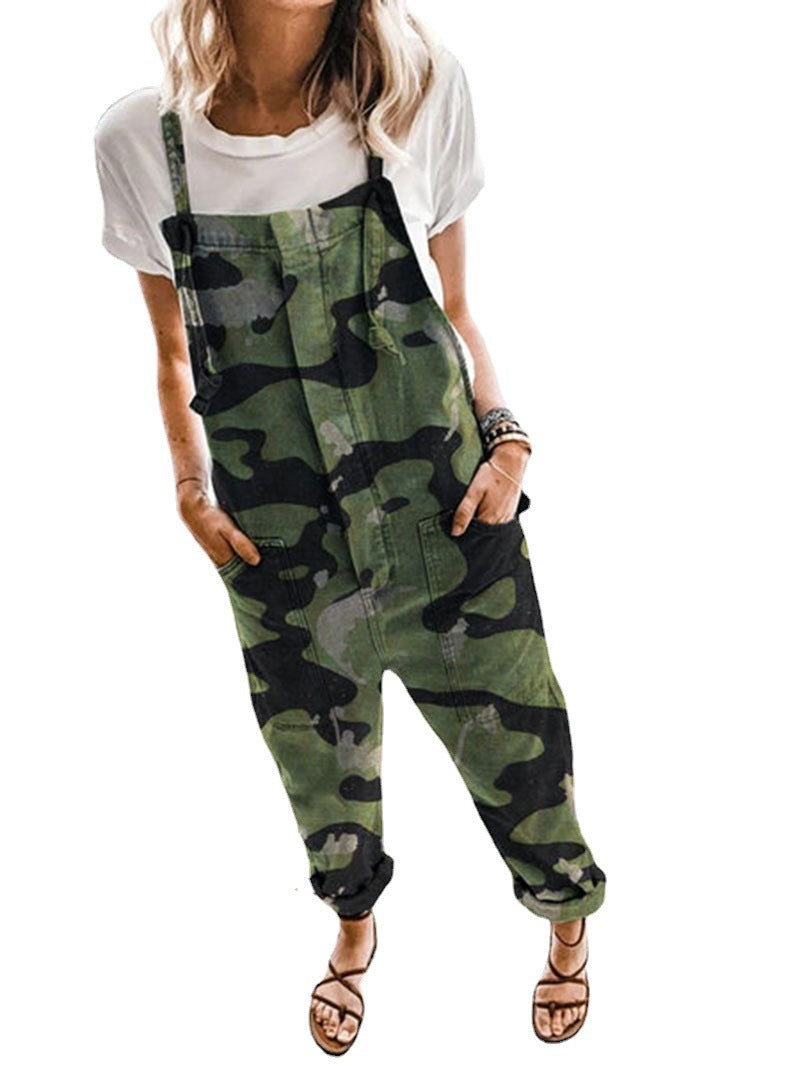 Damen Lässige Camouflage Latzhose EB