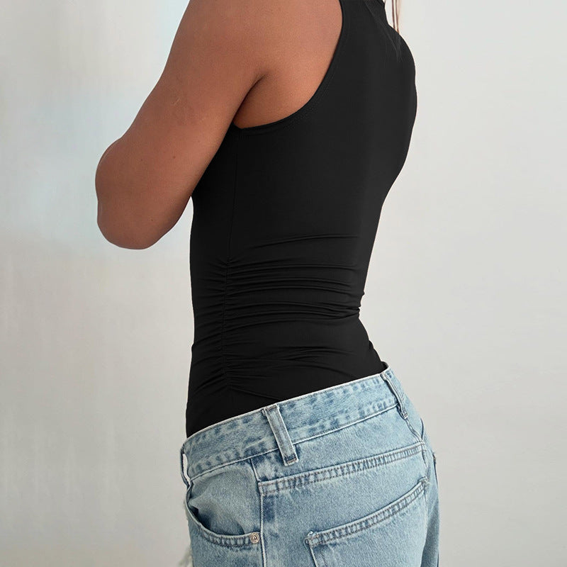 Damen figurbetontes Body mit gerafftem Design EB