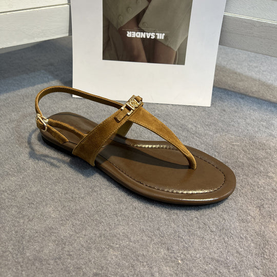 Damen Zehentrenner-Sandalen mit eleganten Riemen und komfortablem Fußbett EB
