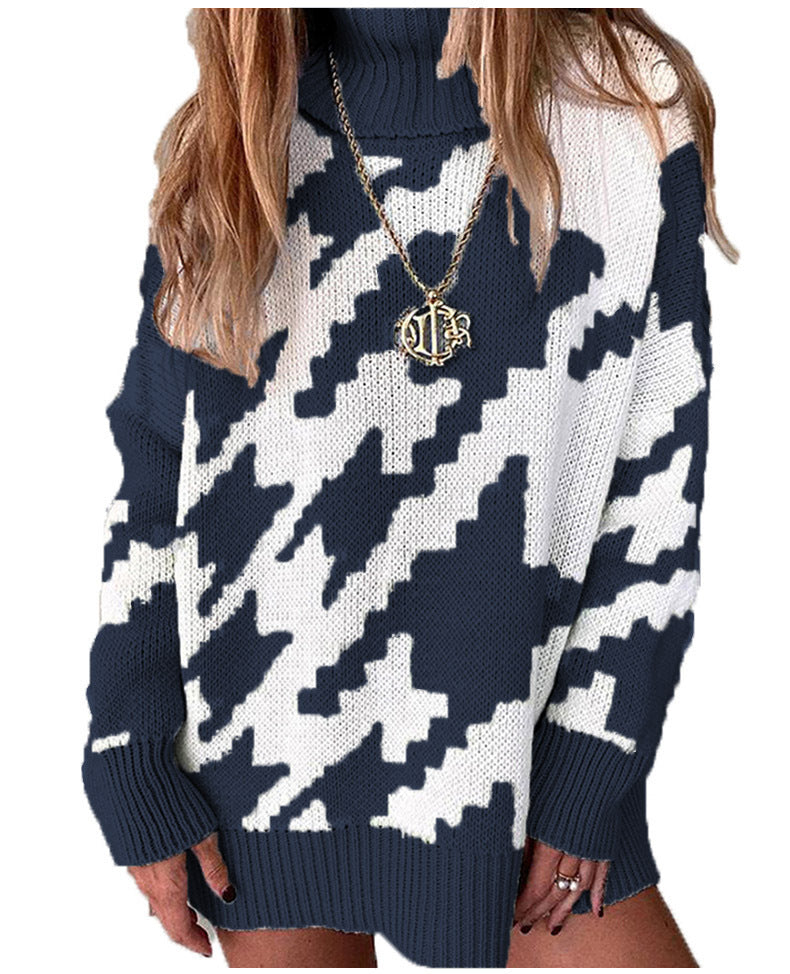Damen Grobstrickpullover mit modernem Chevron-Muster EB