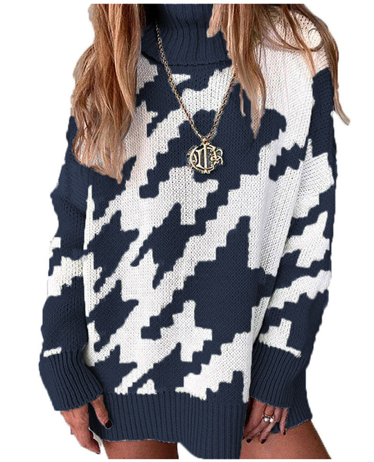 Damen Grobstrickpullover mit modernem Chevron-Muster EB