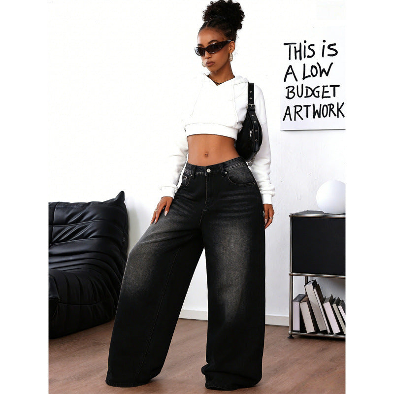 Damen Weite Jeans im Urbanen Stil mit Exklusivem Design EB