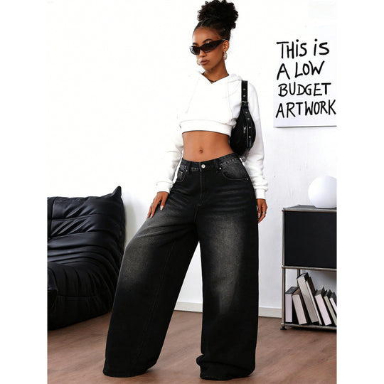 Damen Weite Jeans im Urbanen Stil mit Exklusivem Design EB