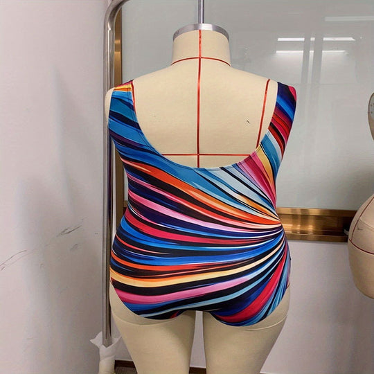 Damen Einteiler Badeanzug mit modischem Spiralmuster EB