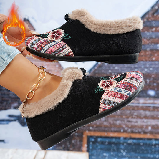 Damen Hausschuhe mit weichem Futter und modischem Flower-Design EB