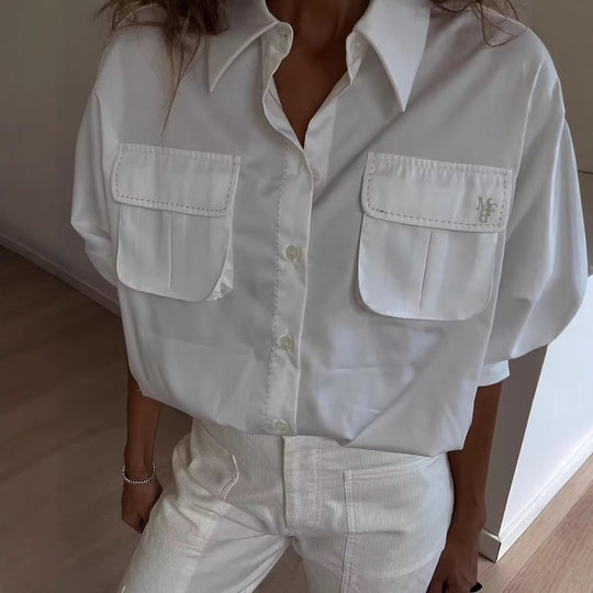 Damen Blusenshirt mit lässigem Schnitt und praktischen Brusttaschen EB