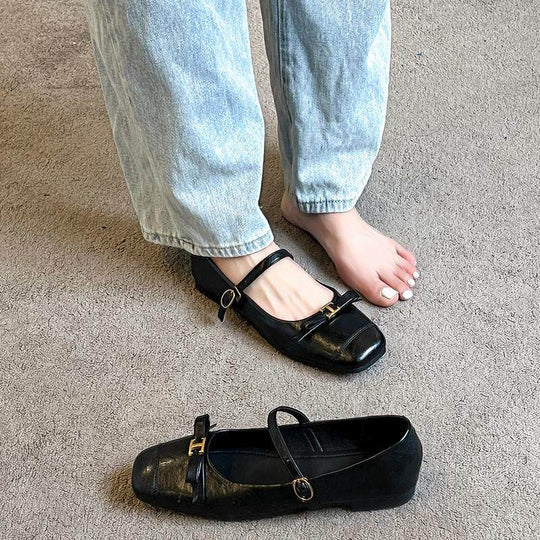 Damen elegante Ballerinas mit dekorativem Riemen und komfortablem Fußbett EB