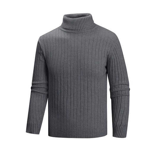 Herren eleganter Pullover mit hohem Kragen und feiner Rippenstruktur EB