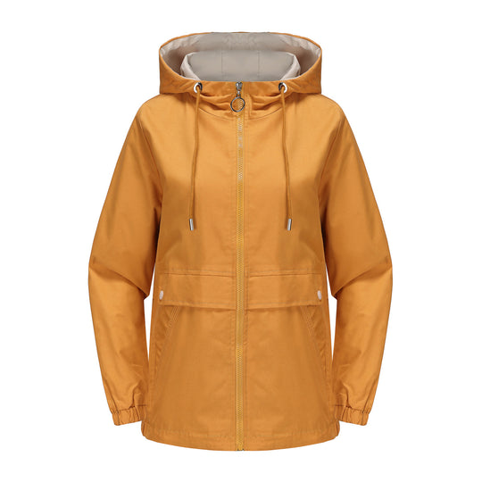 Damen nan leichter wasserabweisender Kapuzenparka mit Tunnelzug, Ringzipper und verdeckter Druckknopfleiste EB