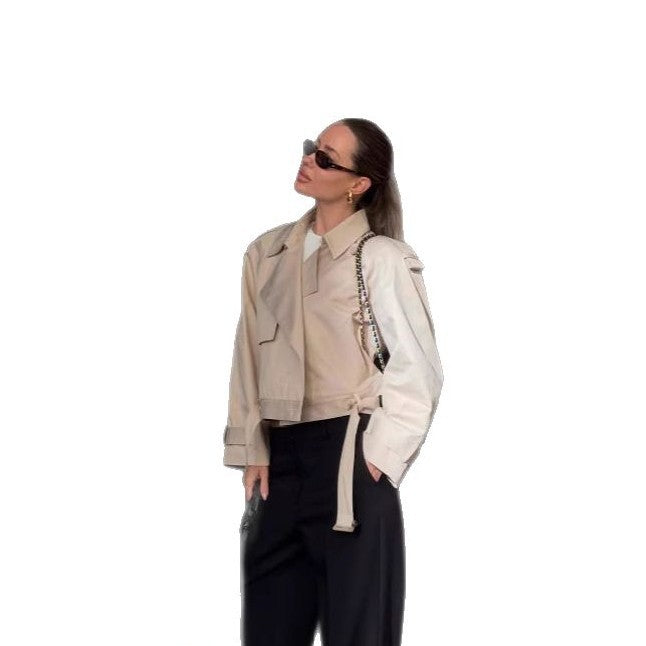 Damen elegante Trenchjacke mit innovativem Schnitt und praktischen Details EB