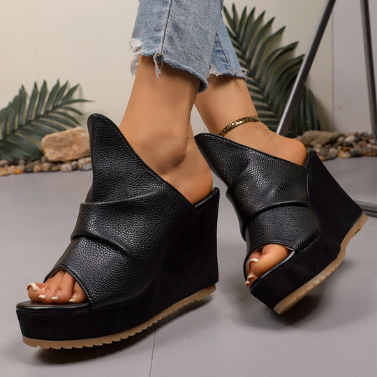 Damen Wedge-Pantoletten mit modernem Riemchen-Design und rutschfester Sohle EB
