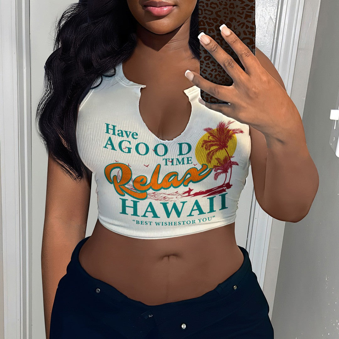 Damen Crop-Top mit auffälligem Schriftzug und lockerer Passform EB