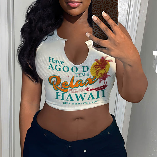 Damen Crop-Top mit auffälligem Schriftzug und lockerer Passform EB