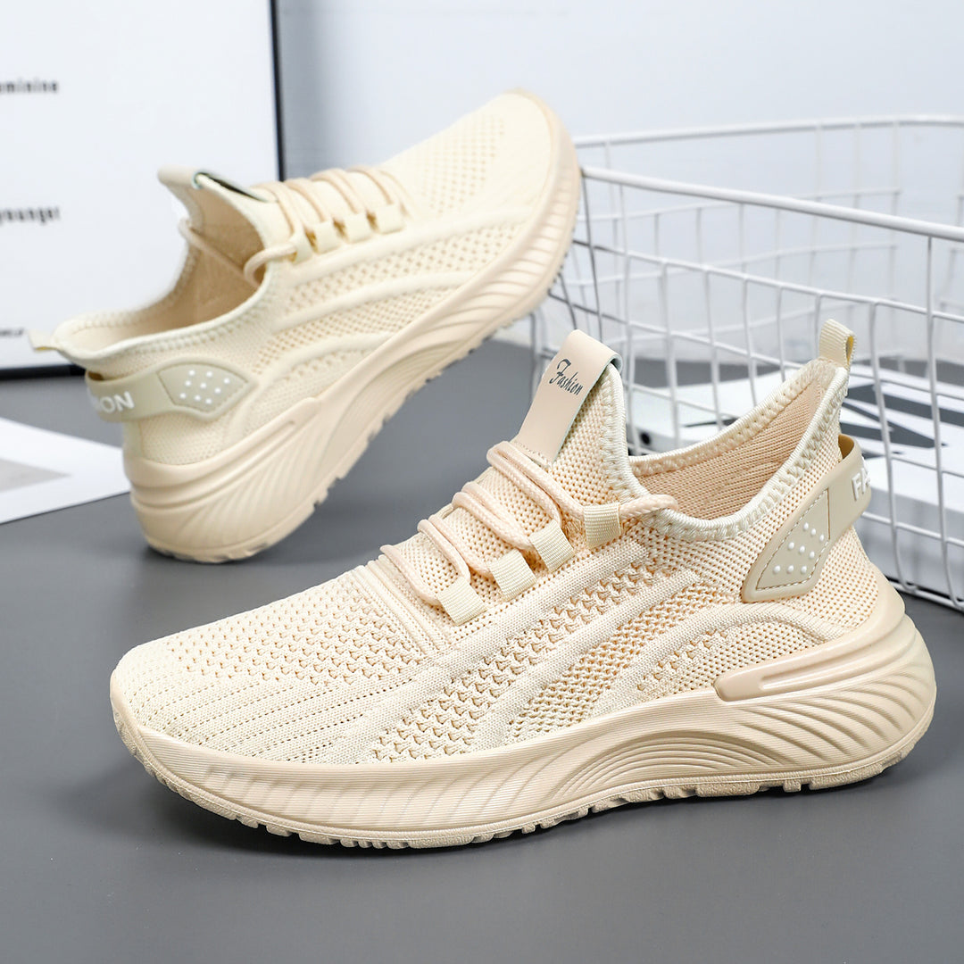 Damen nan atmungsaktiver Strick-Freizeitsneaker mit elastischem Schlupfkragen und gedämpfter Keilsohle EB
