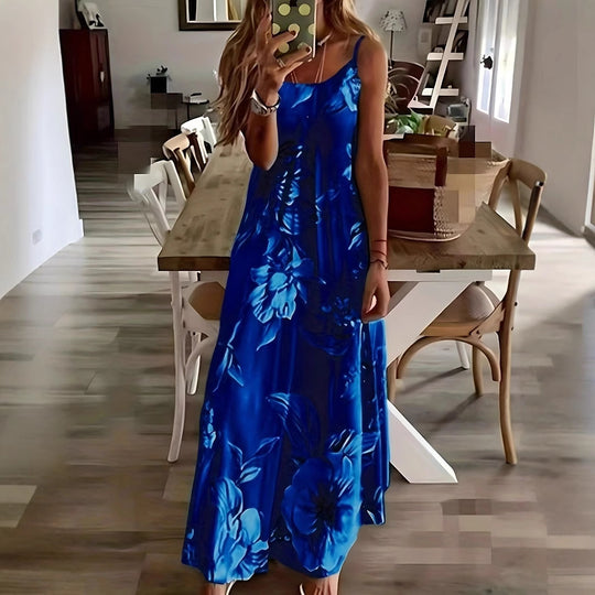 Damen Maxikleid mit floralem Design und dezentem Ausschnitt EB