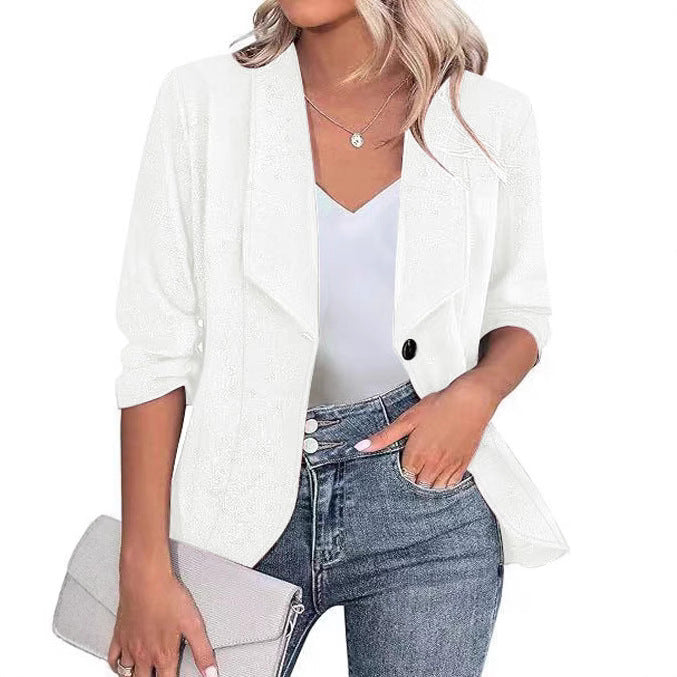 Damen Glitzer Blazerjacke mit femininer Silhouette und elegantem Revers EB