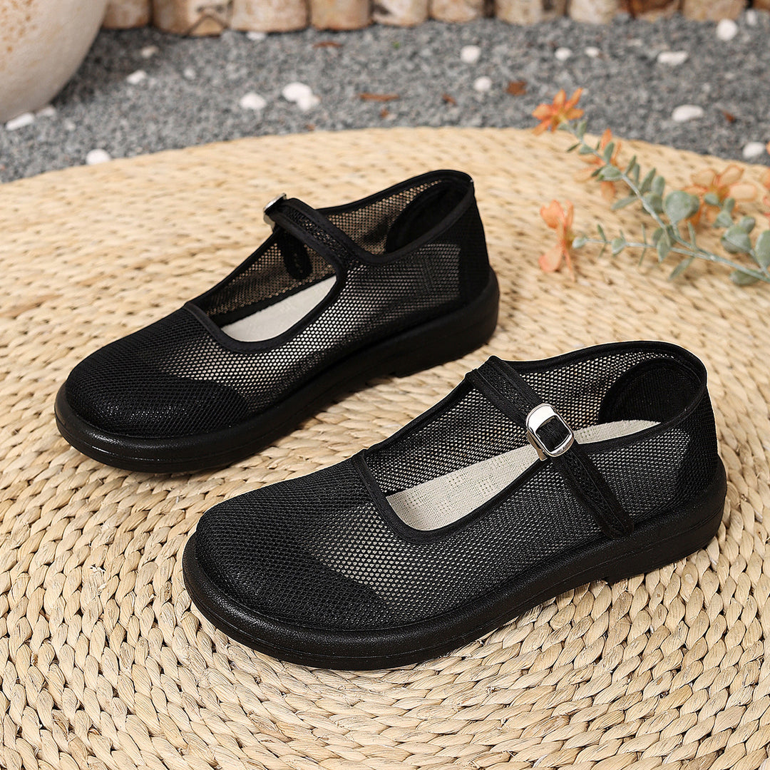 Damen Mesh-Ballerinas mit verstellbarem Riemen EB