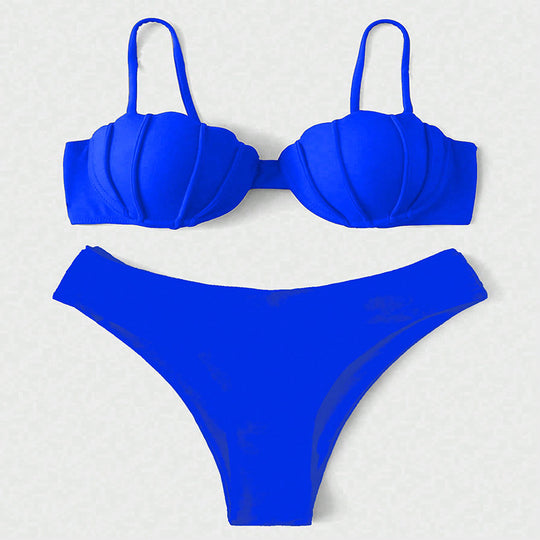 Damen Bikini-Set mit Schalen-Oberteil und hochgeschnittenem Unterteil EB
