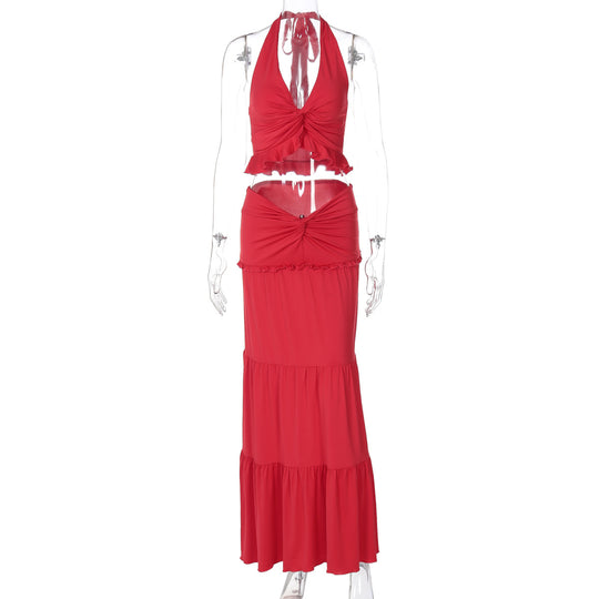 Damen Maxi-Kleid mit offener Rückenpartie und innovativem Wickeldesign EB