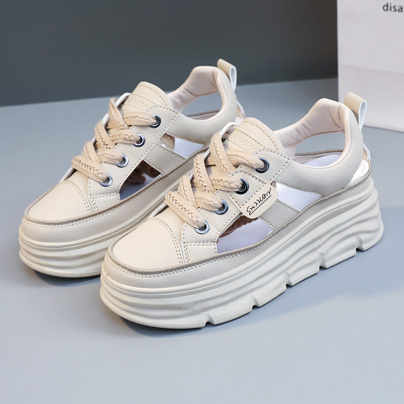 Damen Plattform Sneakers mit atmungsaktiver Mesh-Oberfläche und trendiger Dämpfung EB