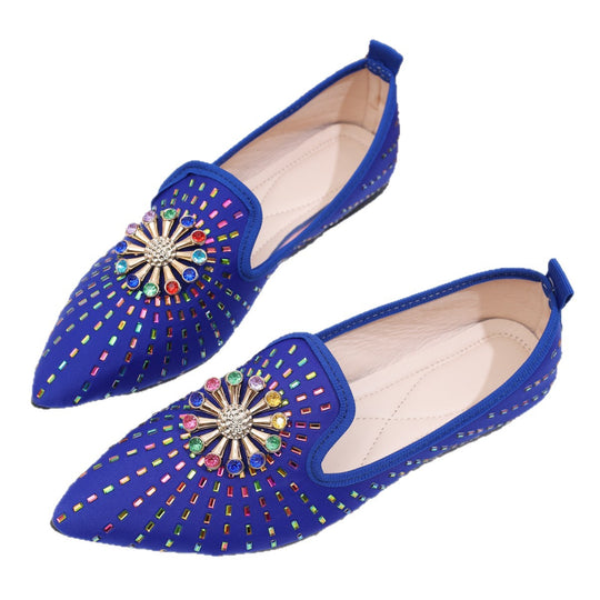 Damen flache Ballerinas mit funkelnder Applikation und modischem Design EB