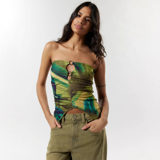 Damen Strapless Top mit modischen Ringdetails EB