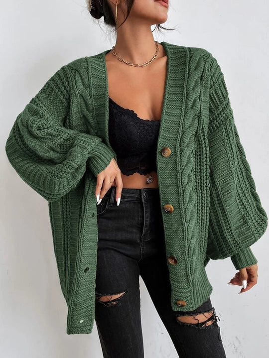 Damen Grobstrick-Cardigan mit dekorativem Zopfmuster EB
