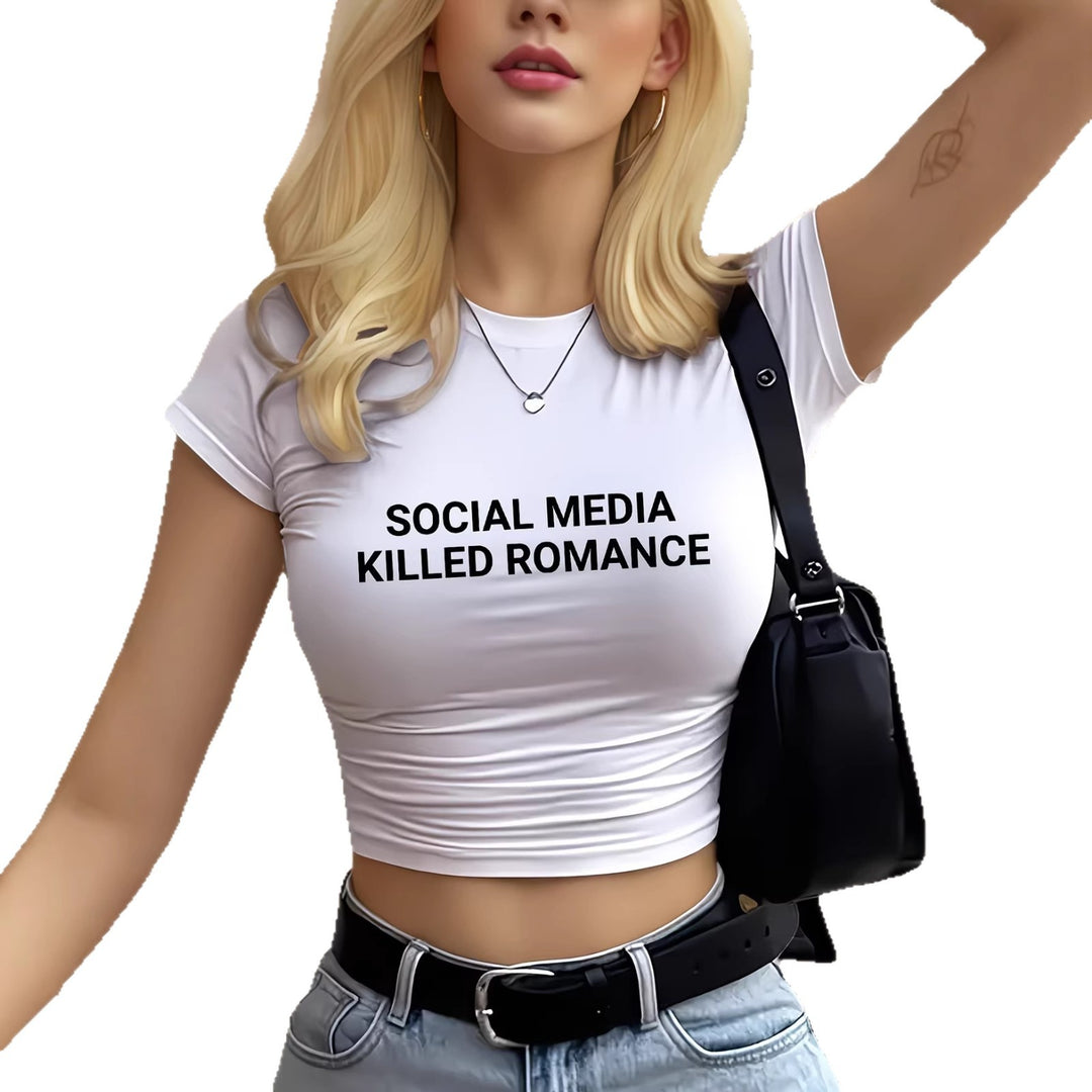 Damen Crop-T-Shirt mit inspirierendem Statement-Print EB