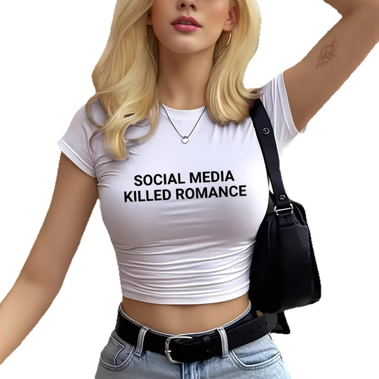 Damen Crop-T-Shirt mit inspirierendem Statement-Print EB