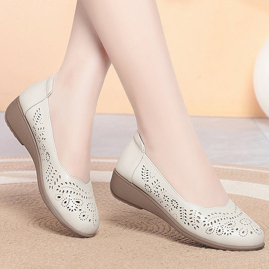 Damen Komfortable Ballerinas mit elegante Perforation EB