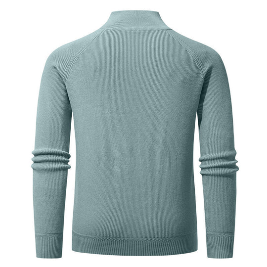 Herren hochwertiger Strickpullover mit Stehkragen und modernem Reißverschluss EB
