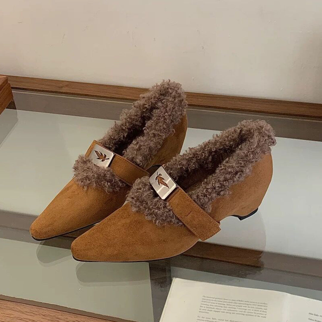Damen elegante Stiefeletten mit warmem Futter und modischem Riemchen EB