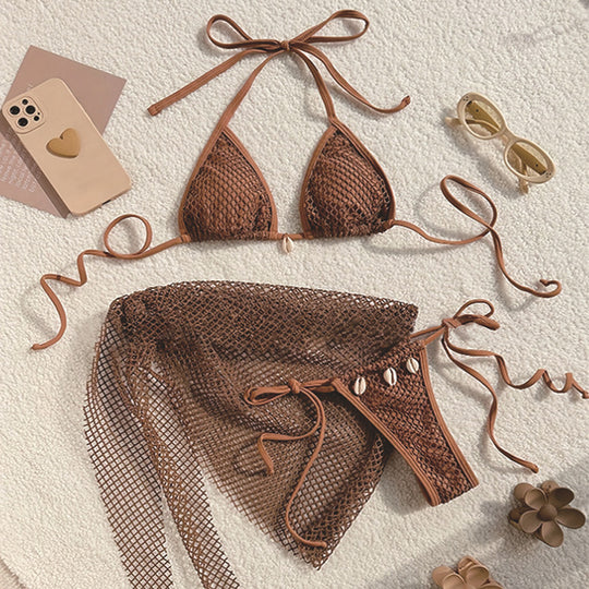 Damen Netz-Bikini-Set mit eleganten Muschel-Details EB