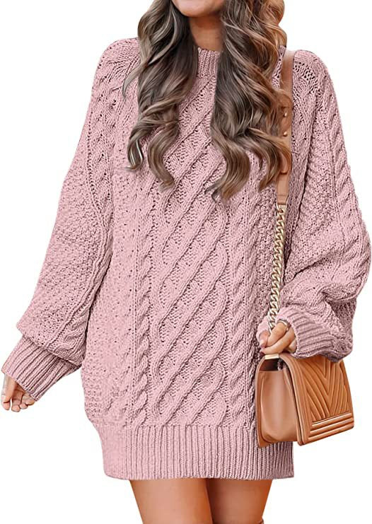 Damen Großer Strickpullover mit Zopfmuster und lässigem Schnitt EB