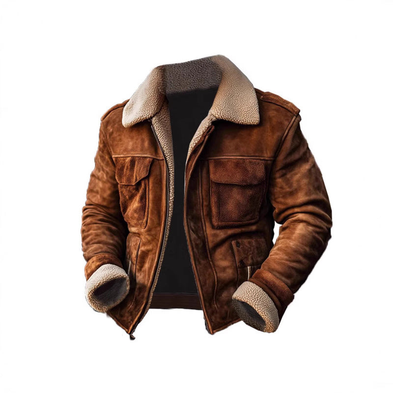 Herren jacke mit warmem Sherpa-Futter und praktischen Taschen EB
