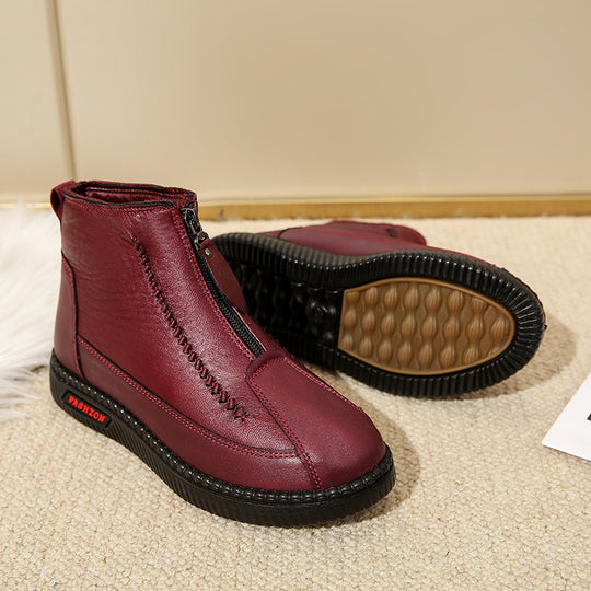 Damen modische Stiefel mit seitlichem Reißverschluss und bequemer Sohle EB