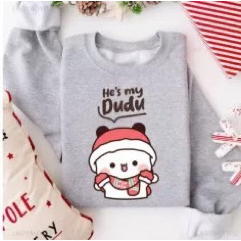 Unisex nan kuscheliges Baumwoll-Sweatshirt mit niedlichem Bären-Print und Rundhalsausschnitt EB