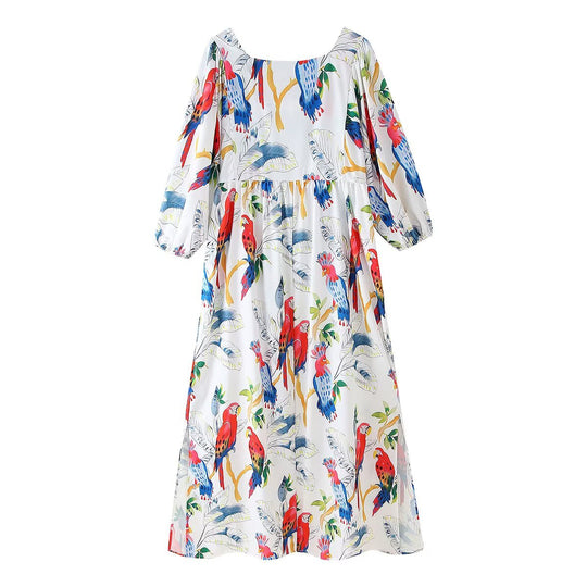 Damen Maxikleid mit floralen Mustern und luftigen Ärmeln EB