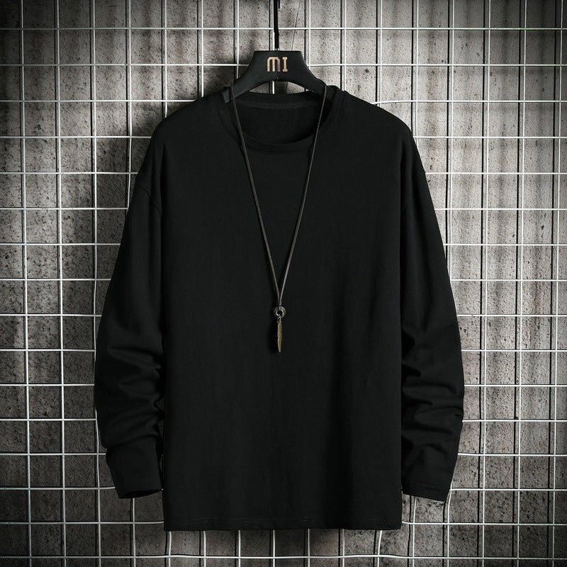 Herren nan lässiges Baumwoll-Basic-Langarmshirt mit Rundhals, Relaxed Fit und verstärkter Saumverarbeitung EB
